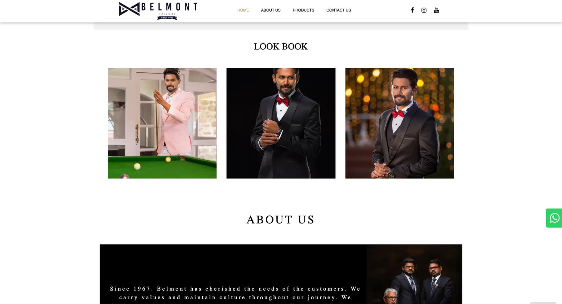 Belmont Tailors website, screen 5 of 6