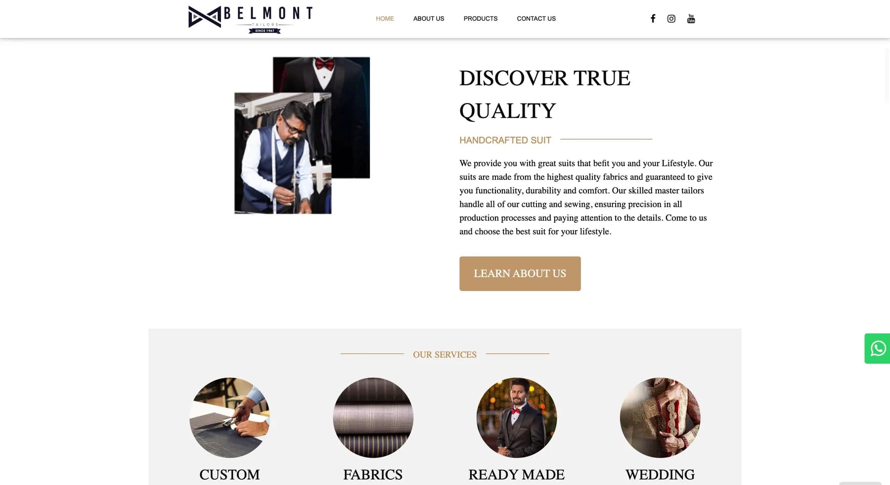 Belmont Tailors website, screen 6 of 6