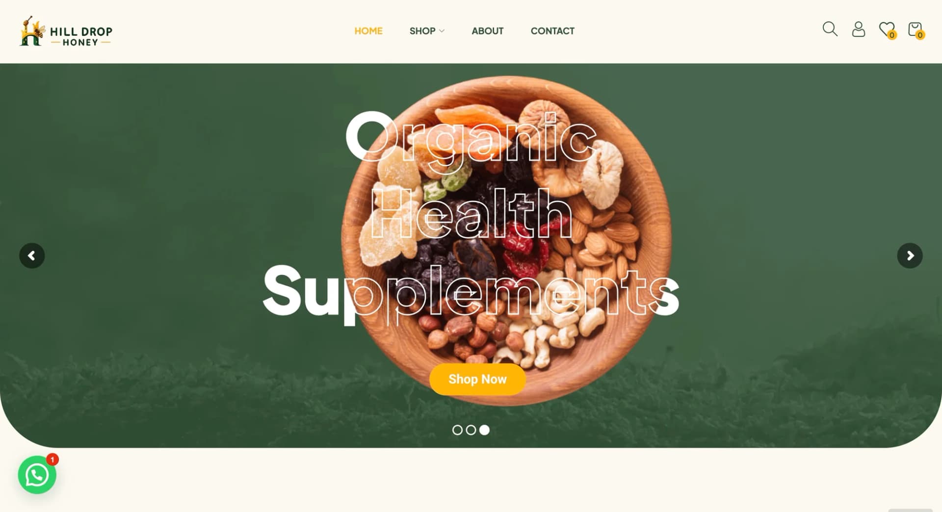 Hill Drop Honey website homepage