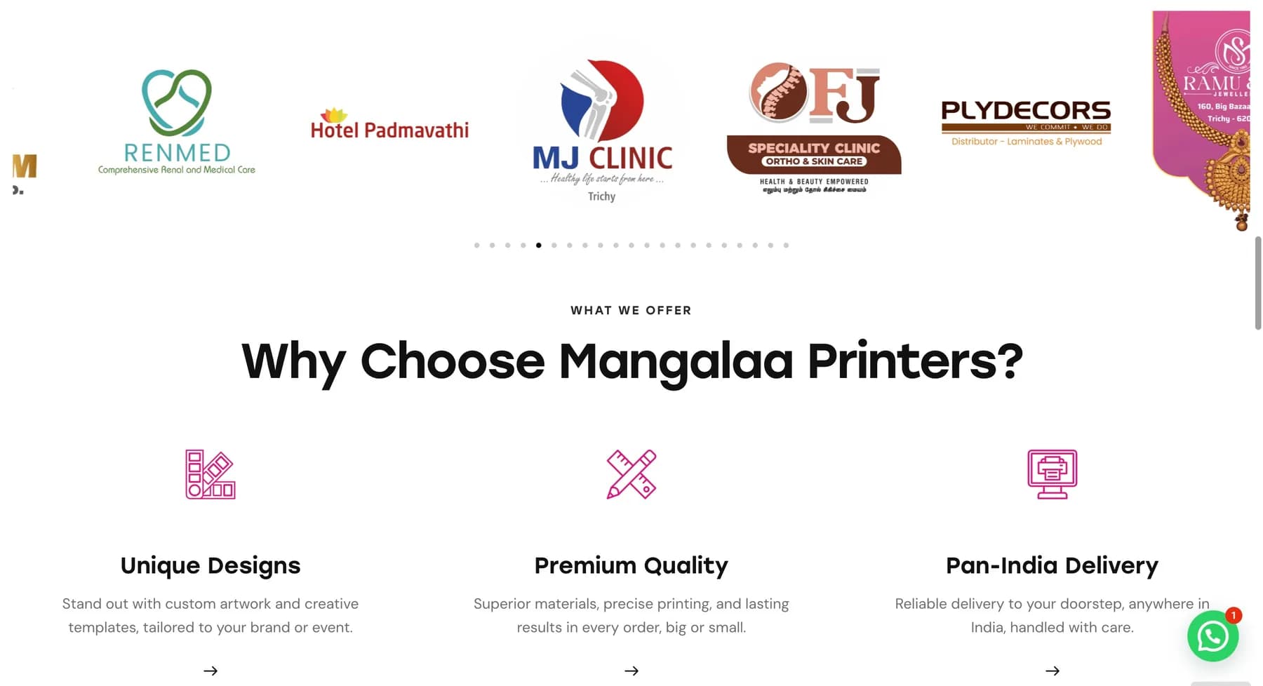 Mangalaa Printers website, screen 4 of 4