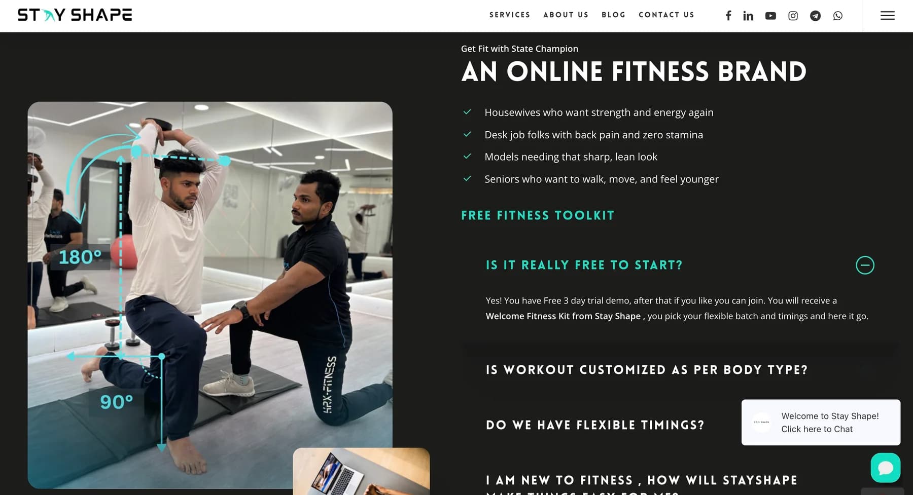 Stay Shape website, screen 4 of 6