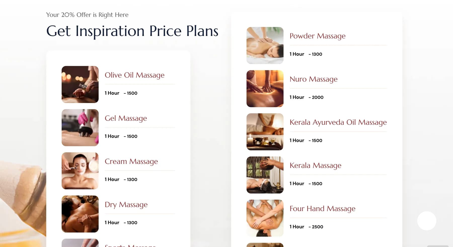 Blue Heavens Spa website, screen 2 of 4